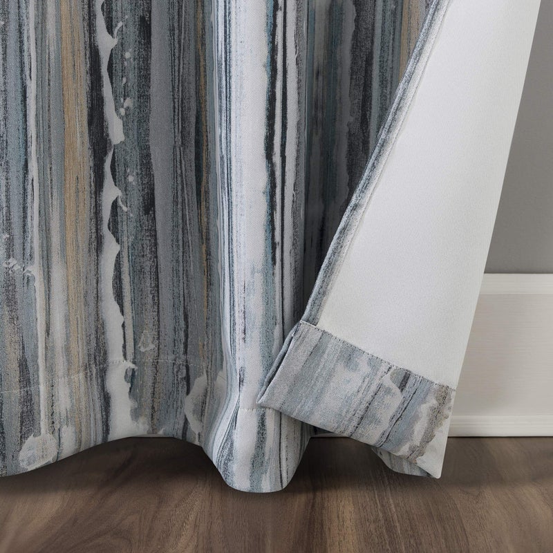 Sun Zero Artifact Abstract Painting Blackout Grommet Curtain Panel, 40" x 84", Blue - Image 4